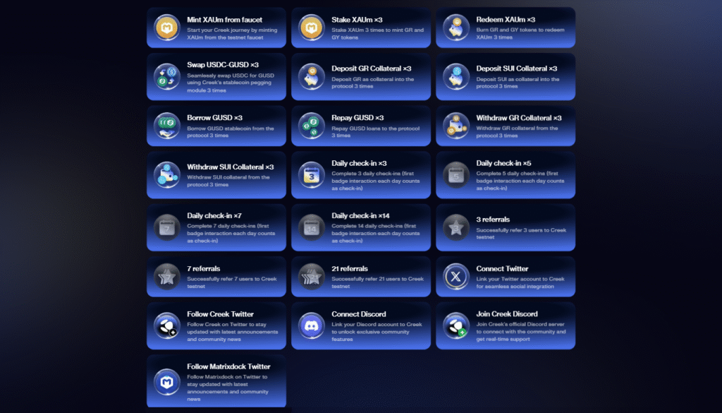 Creek testnet airdrop tasks